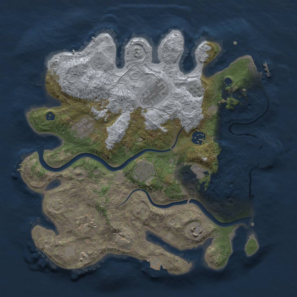 Rust Map: Procedural Map, Size: 3300, Seed: 2037244432, 14 Monuments