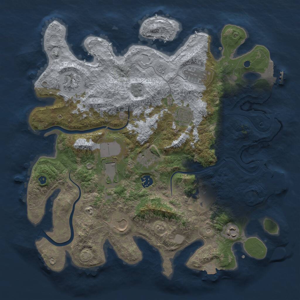 Rust Map: Procedural Map, Size: 3750, Seed: 883726462, 16 Monuments