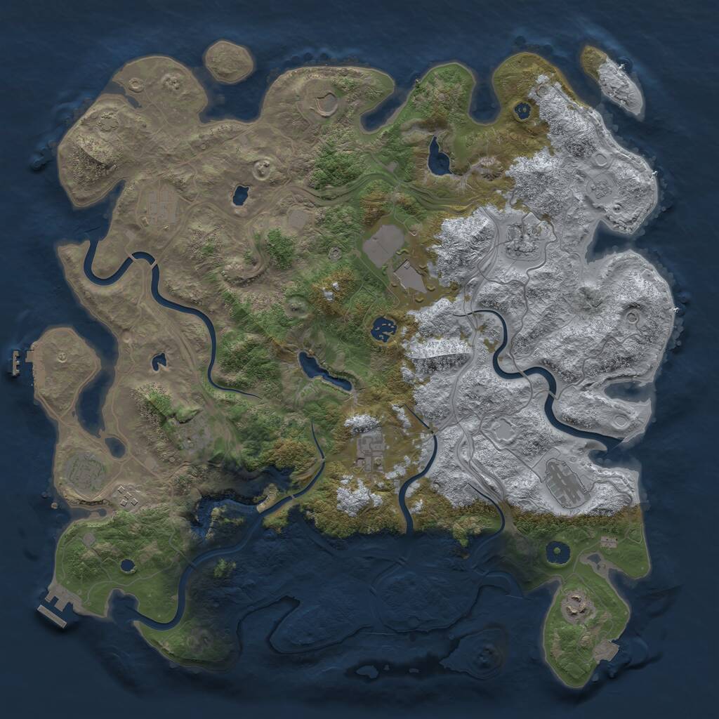 Rust Map: Procedural Map, Size: 4500, Seed: 1120585552, 17 Monuments