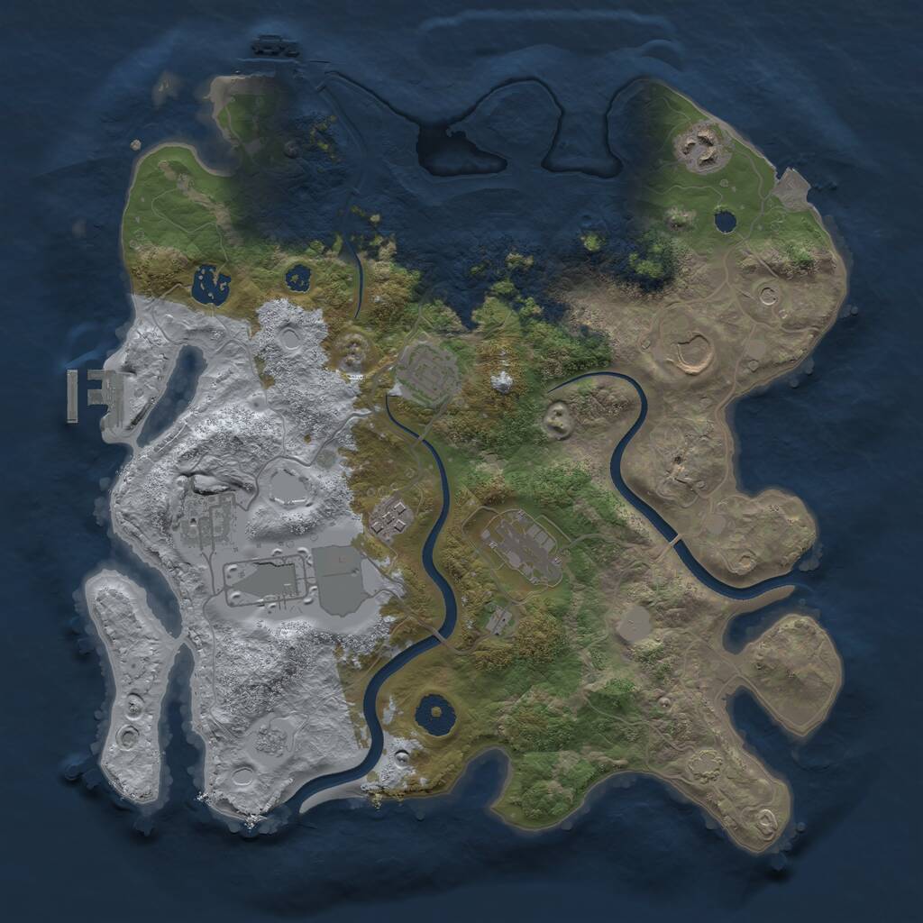 Rust Map: Procedural Map, Size: 3500, Seed: 481786, 14 Monuments