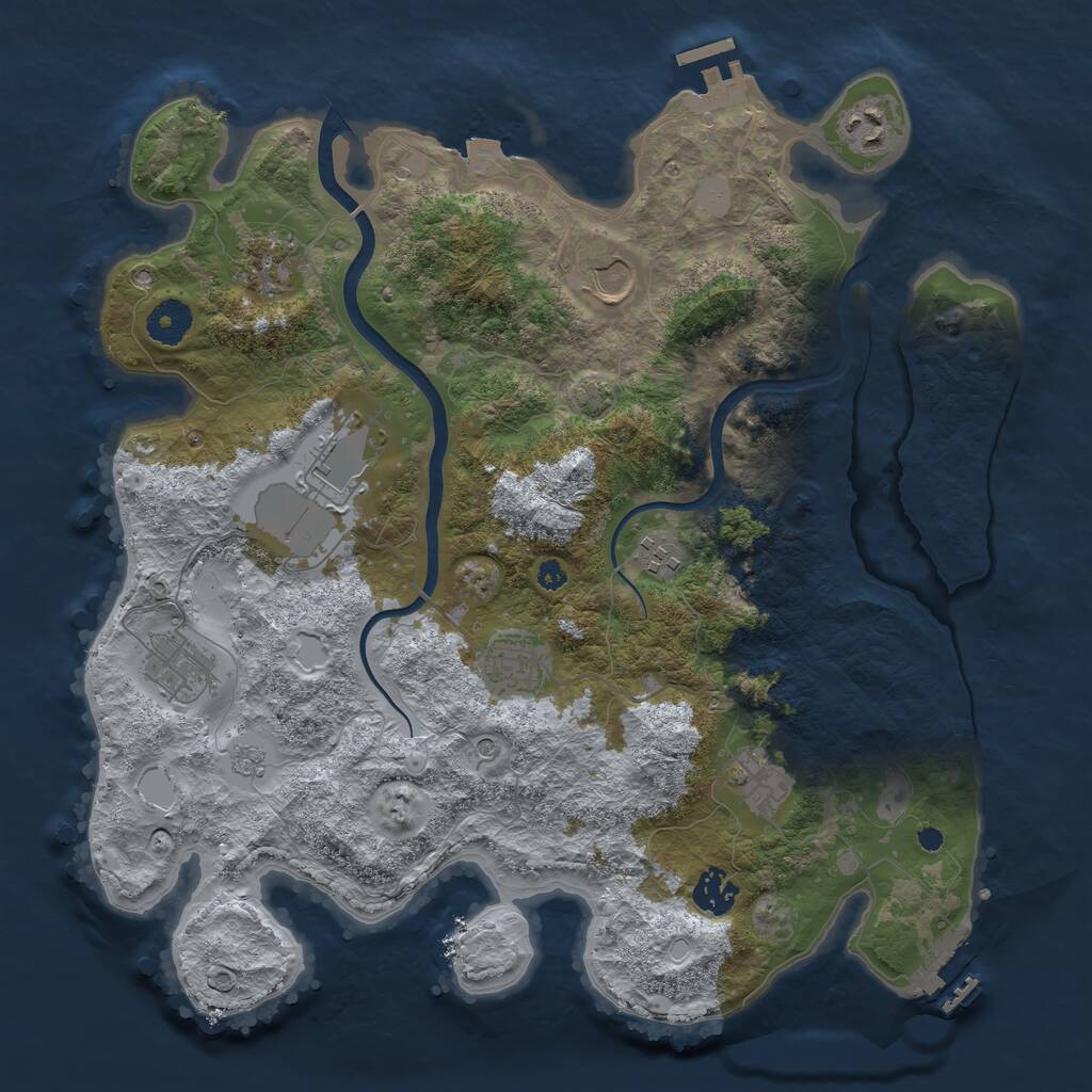Rust Map: Procedural Map, Size: 3700, Seed: 1810282180, 15 Monuments