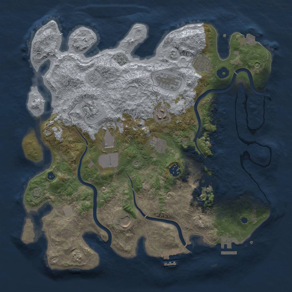 Rust Map: Procedural Map, Size: 3750, Seed: 970492860, 16 Monuments