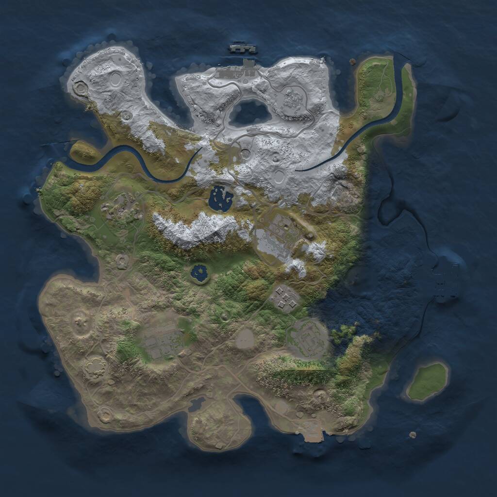 Rust Map: Procedural Map, Size: 3000, Seed: 1833772173, 12 Monuments