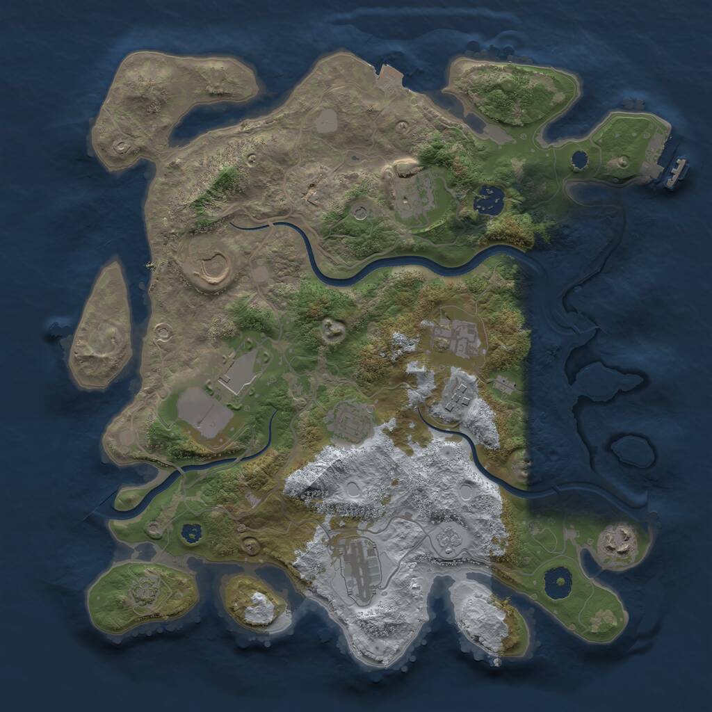 Rust Map: Procedural Map, Size: 3500, Seed: 381973091, 14 Monuments