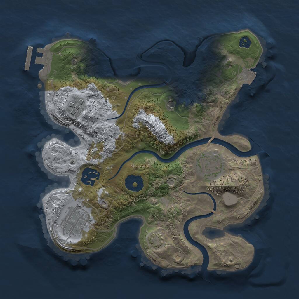 Rust Map: Procedural Map, Size: 2500, Seed: 1418797463, 8 Monuments