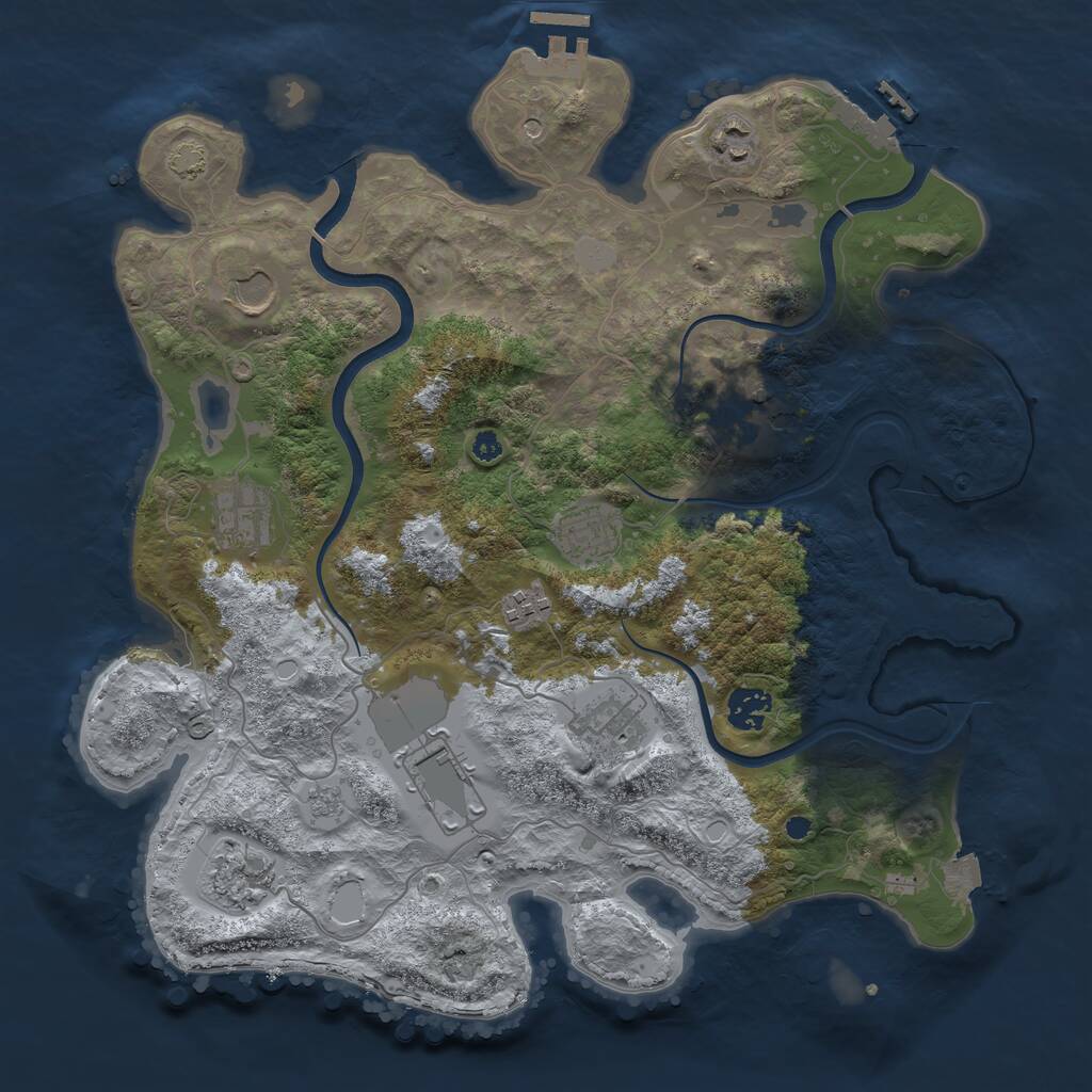 Rust Map: Procedural Map, Size: 3700, Seed: 691456832, 16 Monuments