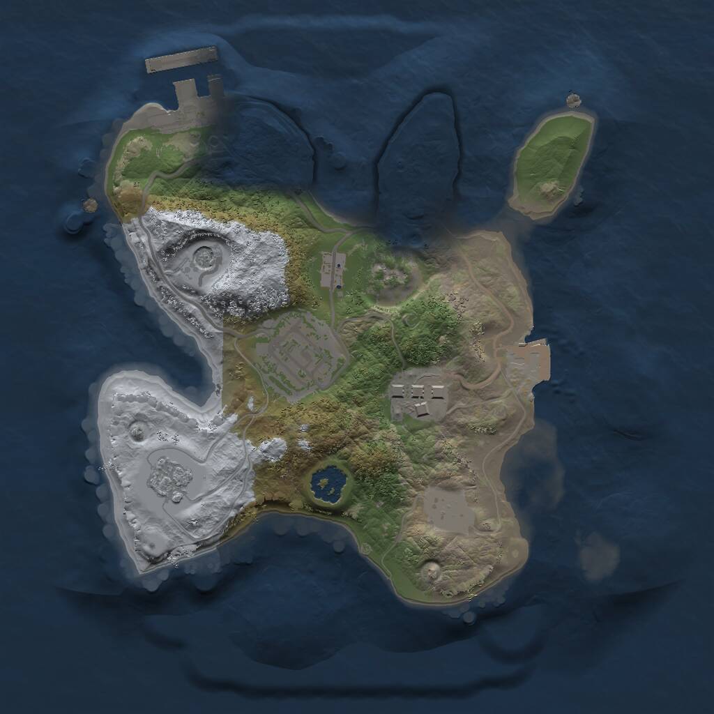 Rust Map: Procedural Map, Size: 2000, Seed: 1847943372, 6 Monuments