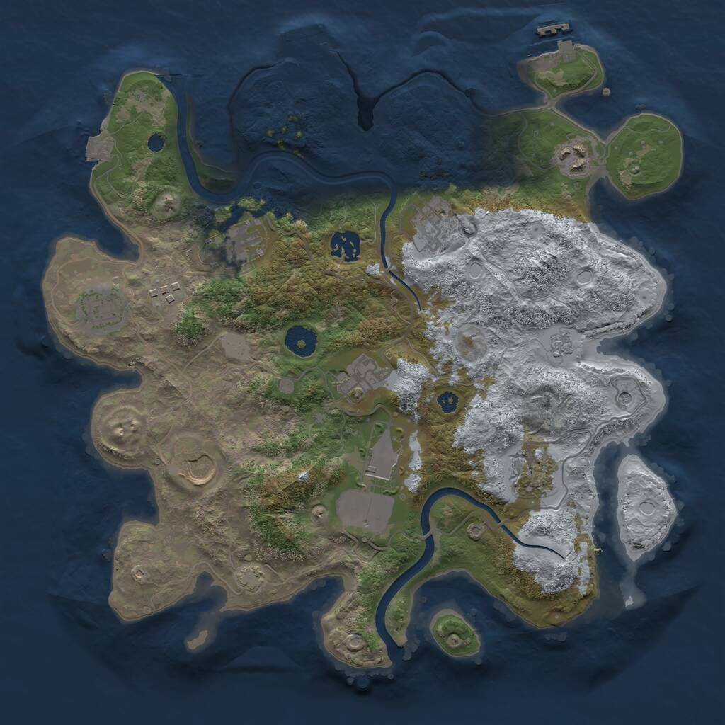 Rust Map: Procedural Map, Size: 3500, Seed: 984325, 16 Monuments
