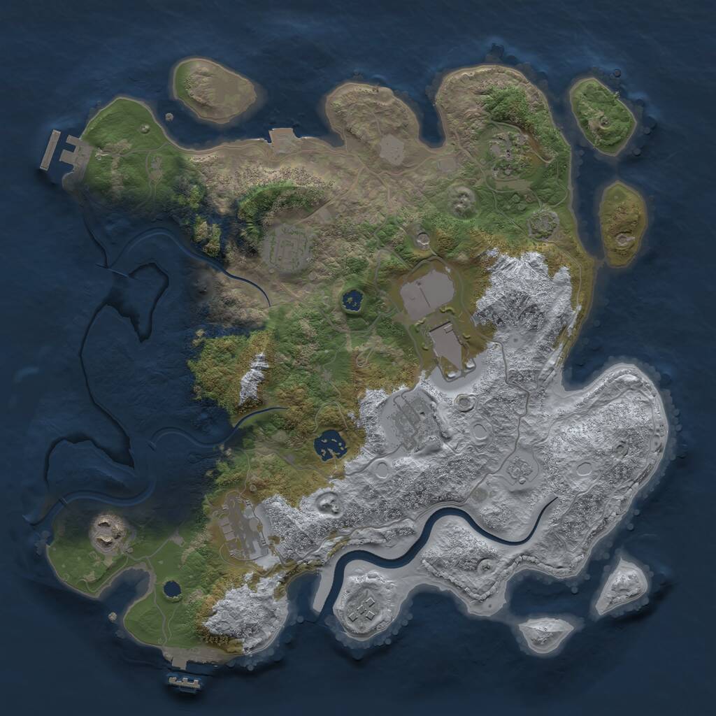 Rust Map: Procedural Map, Size: 3500, Seed: 356039177, 14 Monuments