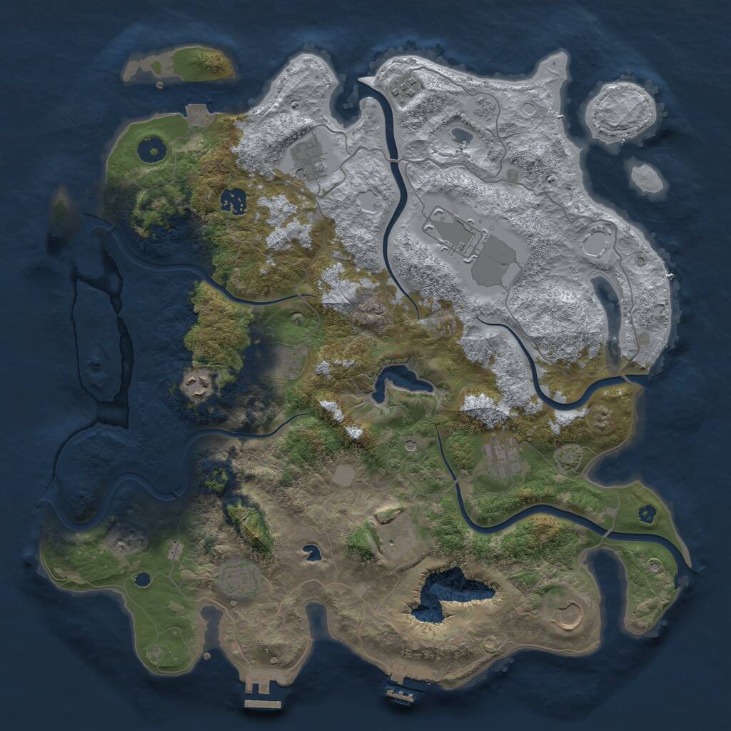 Rust Map: Procedural Map, Size: 4050, Seed: 763695593, 16 Monuments