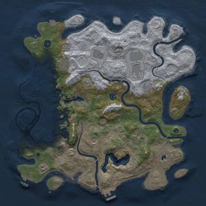 Thumbnail Rust Map: Procedural Map, Size: 4150, Seed: 13825, 15 Monuments