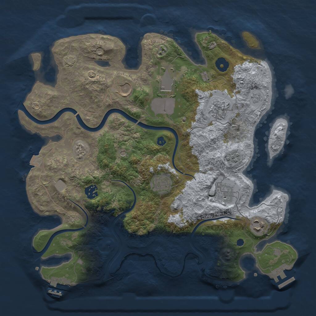 Rust Map: Procedural Map, Size: 3500, Seed: 1829161776, 14 Monuments