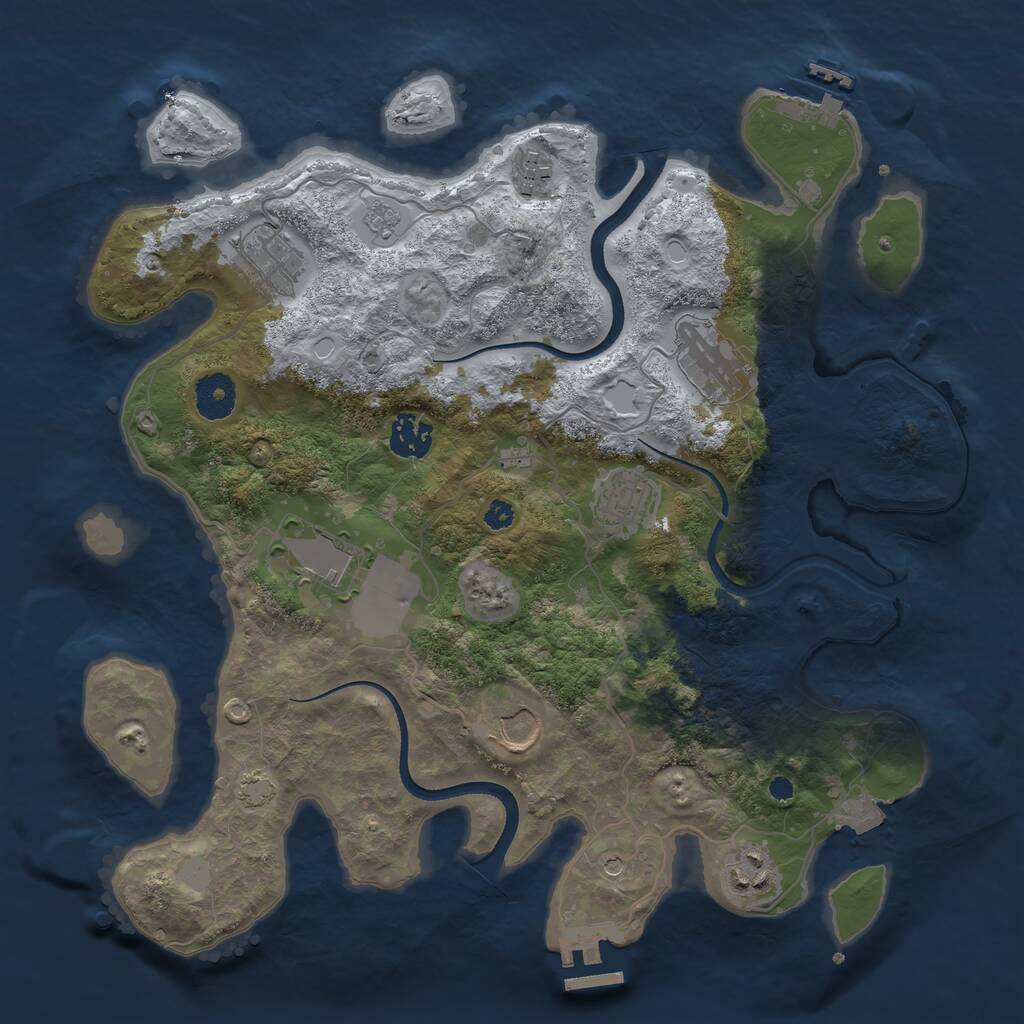 Rust Map: Procedural Map, Size: 3500, Seed: 1551073704, 14 Monuments