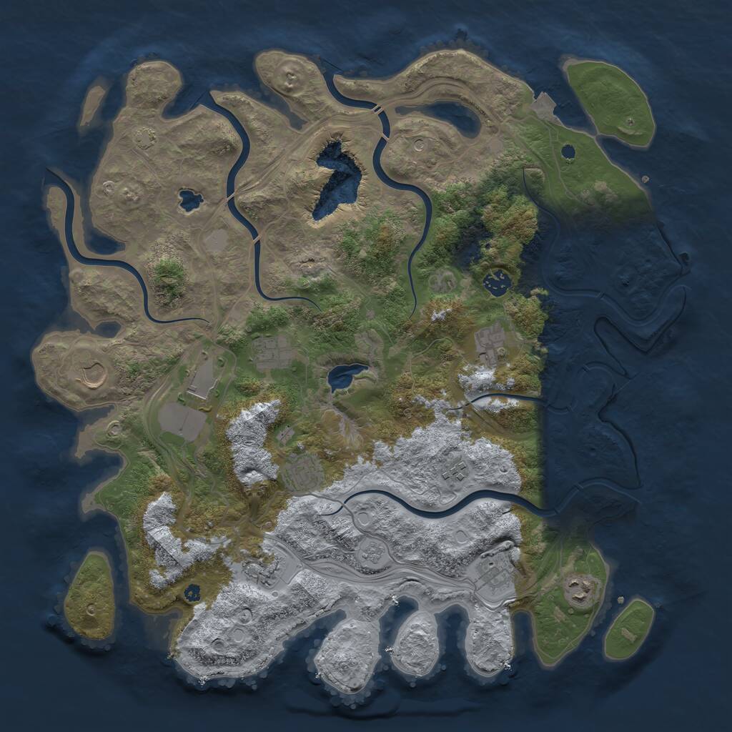 Rust Map: Procedural Map, Size: 4250, Seed: 1872306721, 14 Monuments
