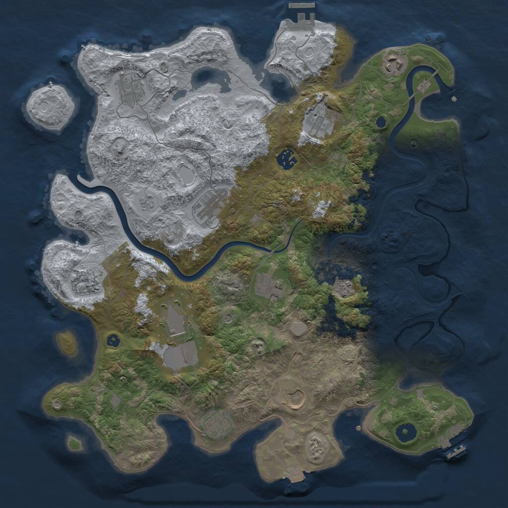 Rust Map: Procedural Map, Size: 3900, Seed: 2106539656, 17 Monuments
