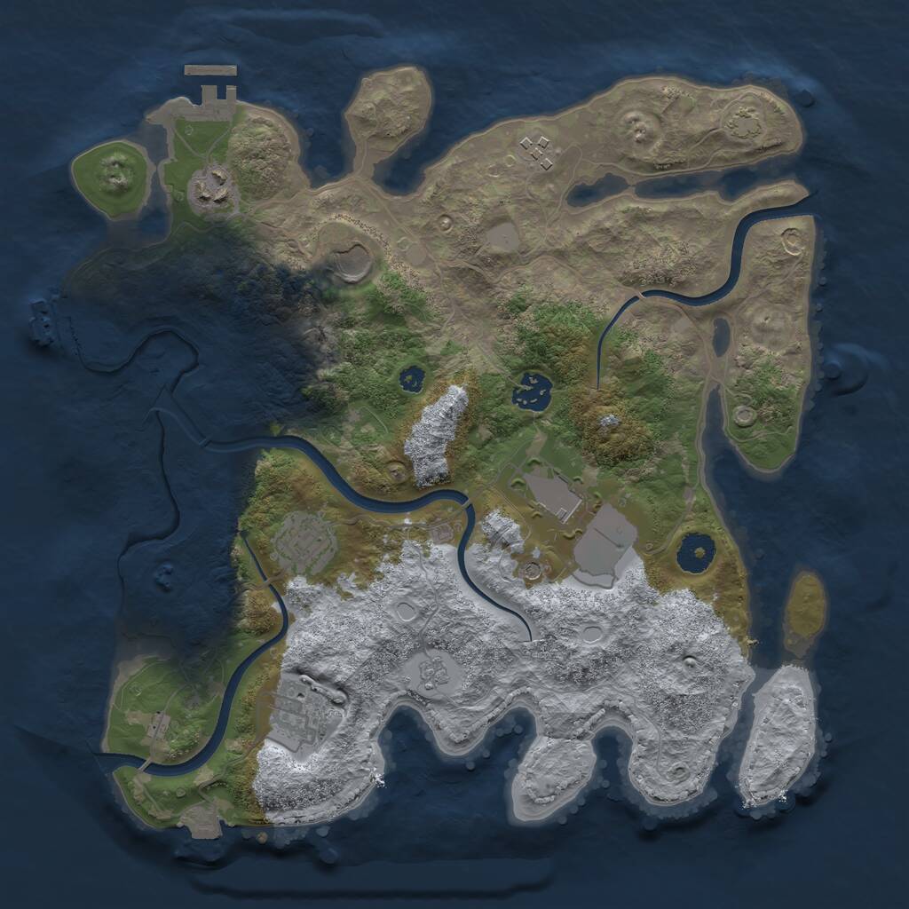 Rust Map: Procedural Map, Size: 3500, Seed: 1385783139, 13 Monuments