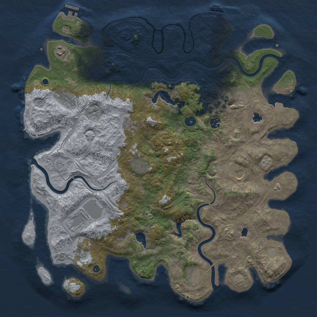 Rust Map: Procedural Map, Size: 4500, Seed: 1831576903, 17 Monuments
