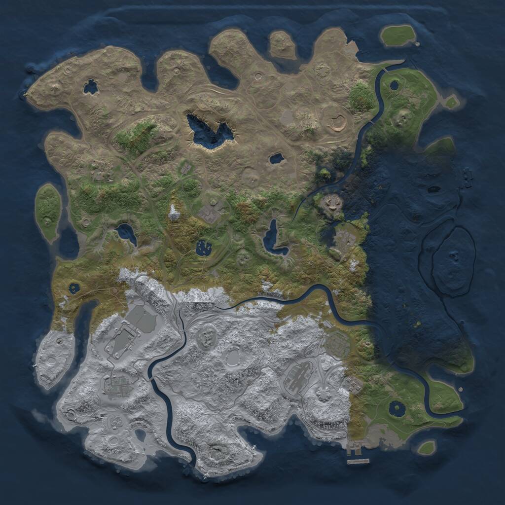 Rust Map: Procedural Map, Size: 4600, Seed: 2032876311, 17 Monuments