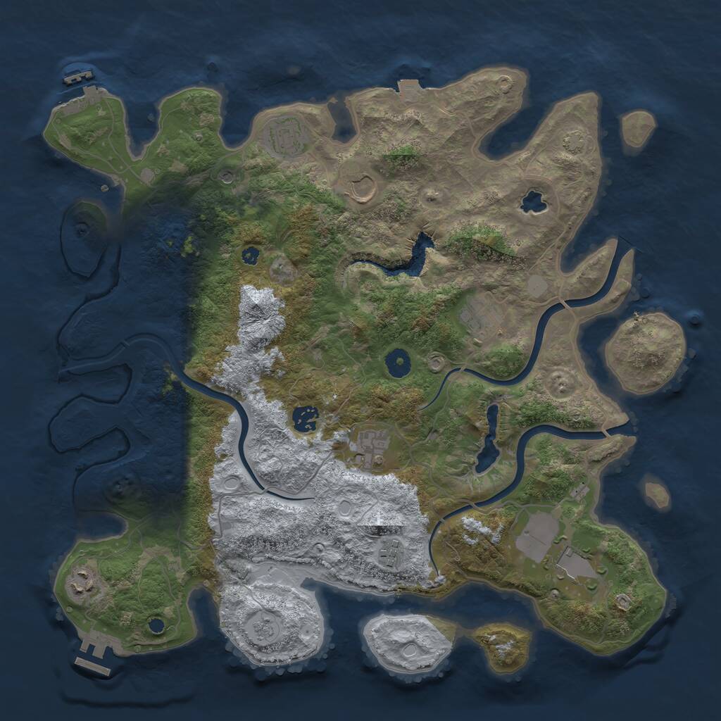 Rust Map: Procedural Map, Size: 4000, Seed: 1813162487, 14 Monuments