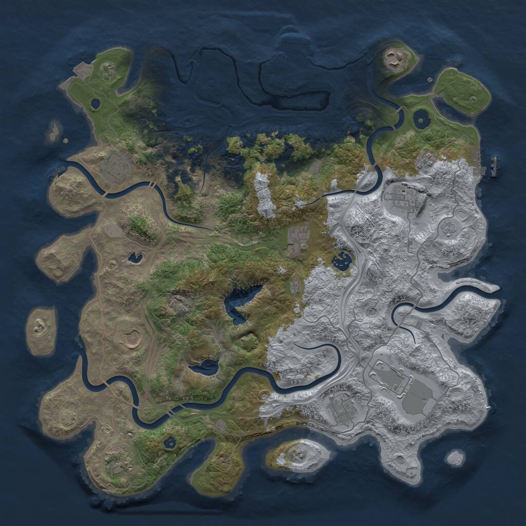 Rust Map: Procedural Map, Size: 4250, Seed: 35777055, 16 Monuments
