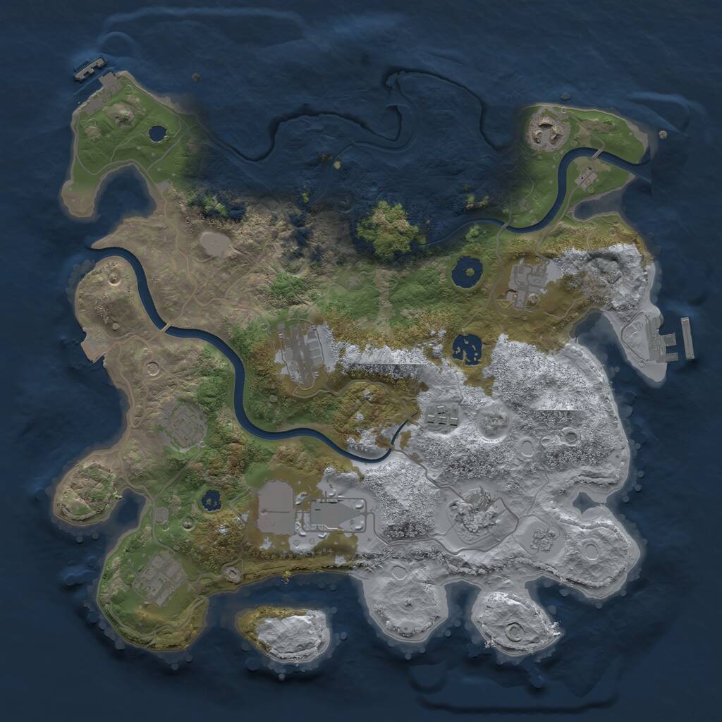 Rust Map: Procedural Map, Size: 3500, Seed: 16189554, 15 Monuments