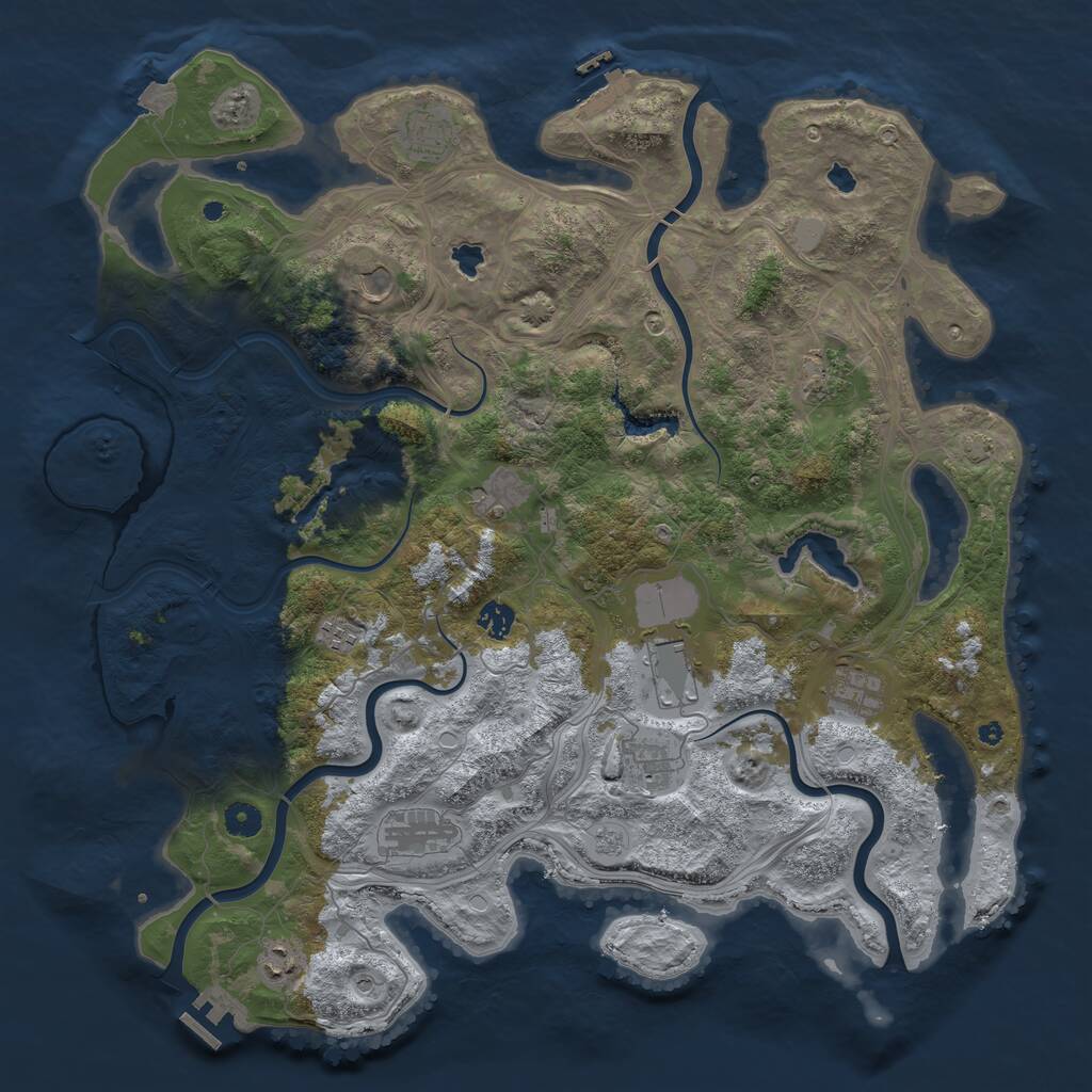 Rust Map: Procedural Map, Size: 4500, Seed: 541045361, 17 Monuments
