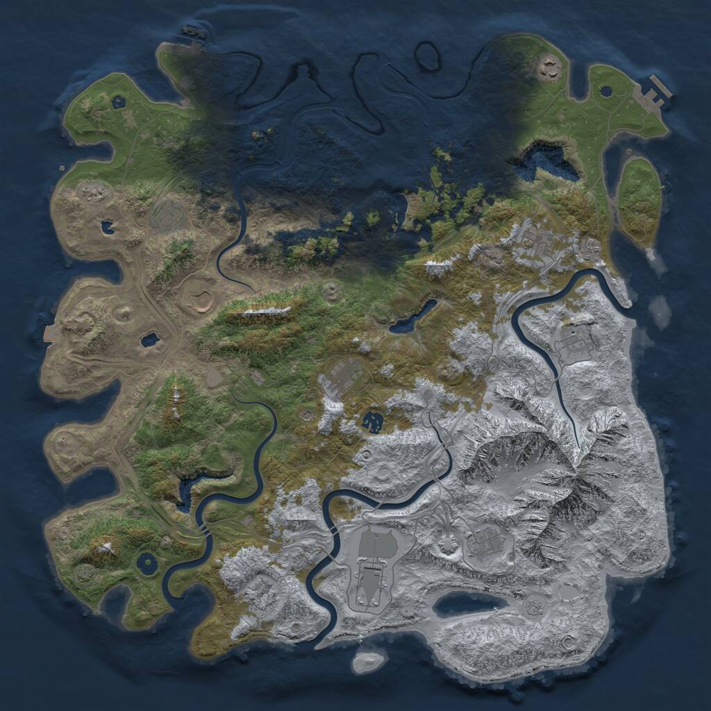 Rust Map: Procedural Map, Size: 5000, Seed: 1961788523, 17 Monuments