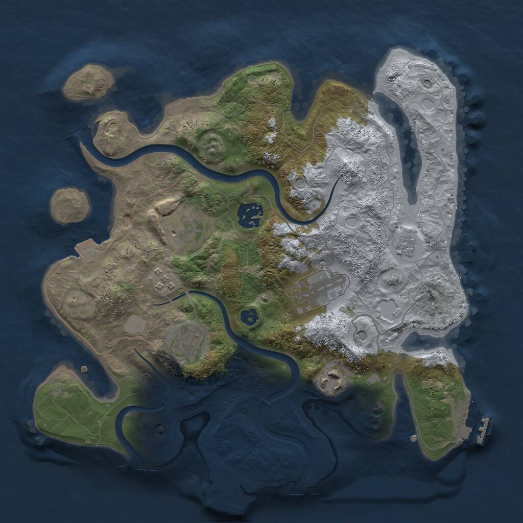 Rust Map: Procedural Map, Size: 3000, Seed: 2069965512, 11 Monuments