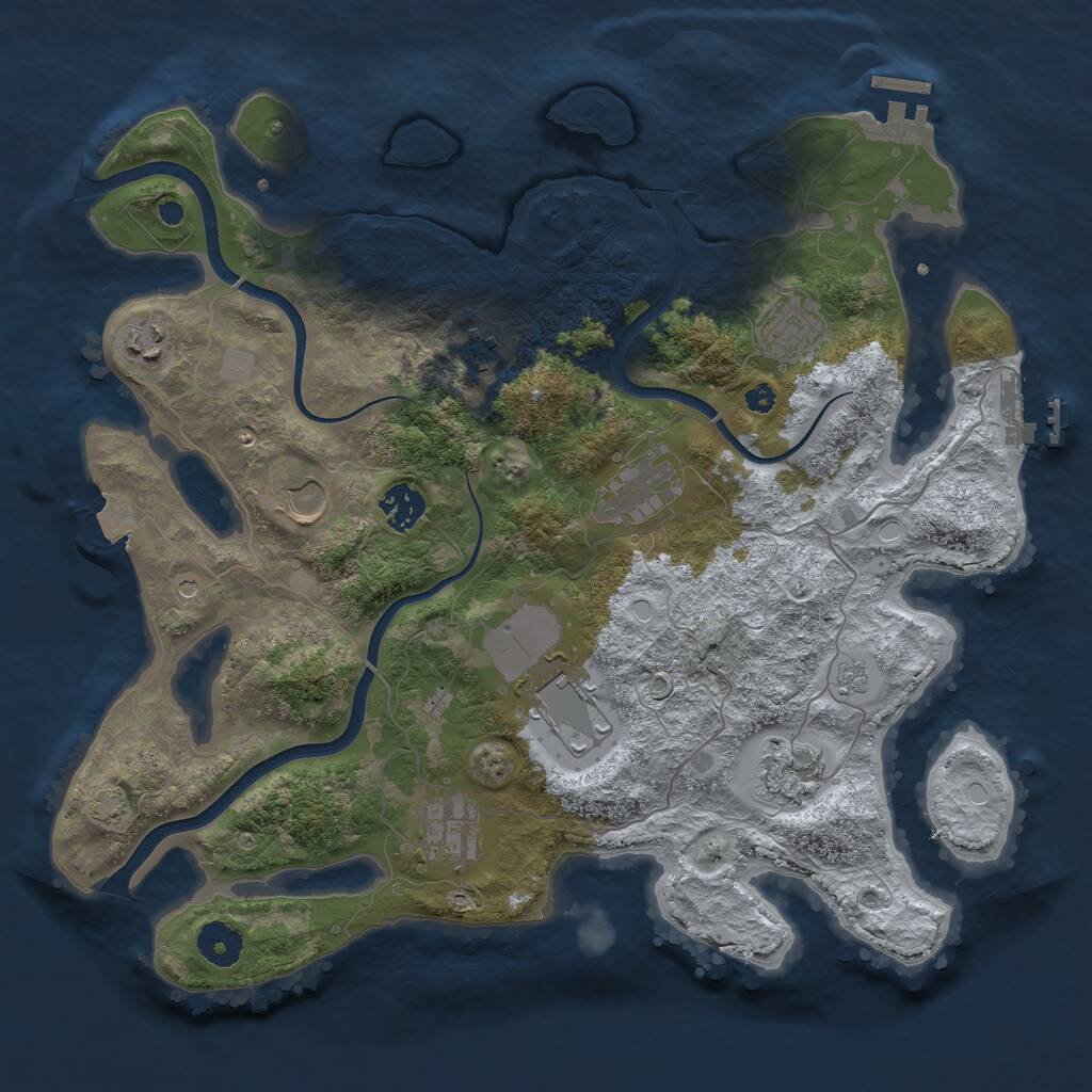 Rust Map: Procedural Map, Size: 3700, Seed: 913303196, 15 Monuments