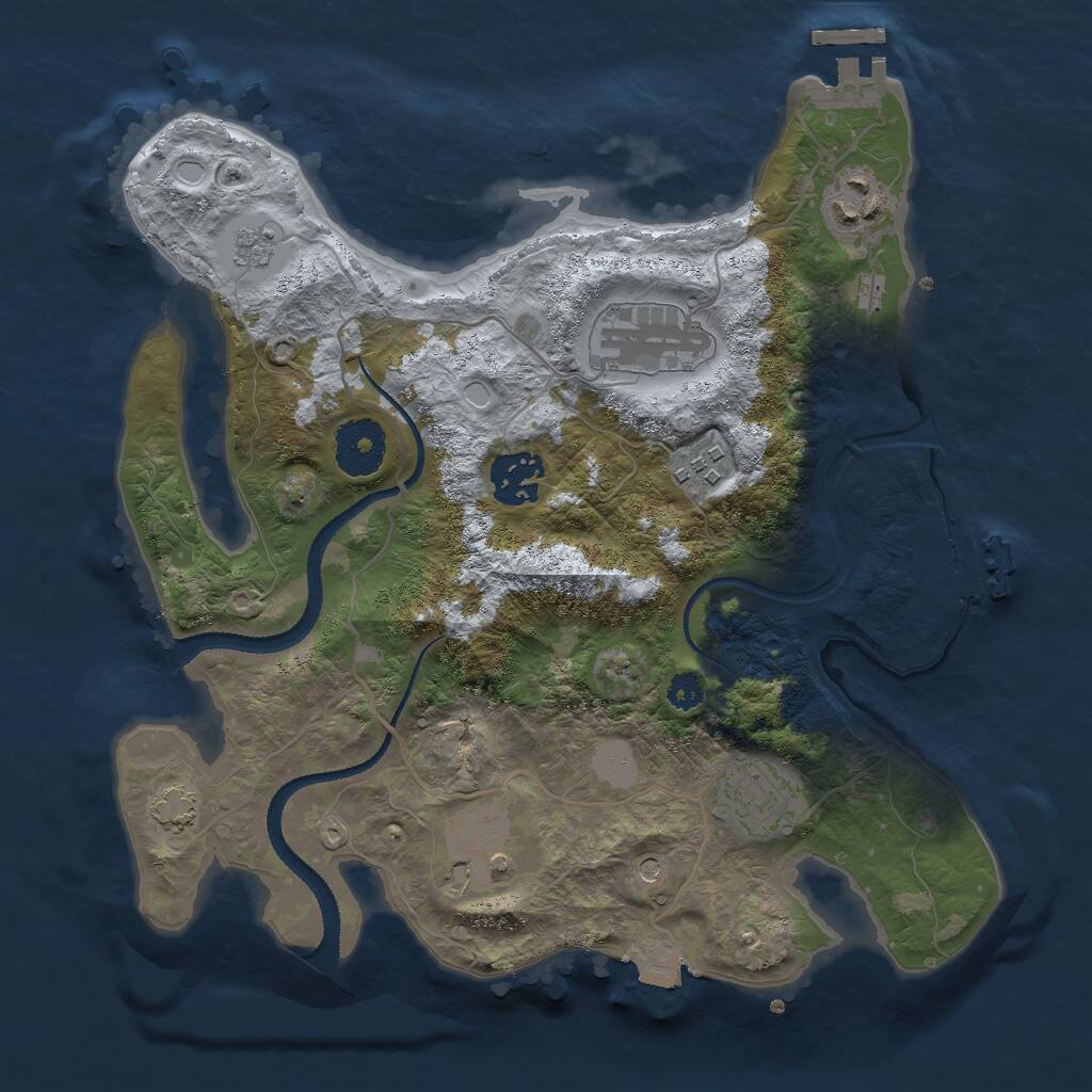 Rust Map: Procedural Map, Size: 3000, Seed: 513128280, 12 Monuments