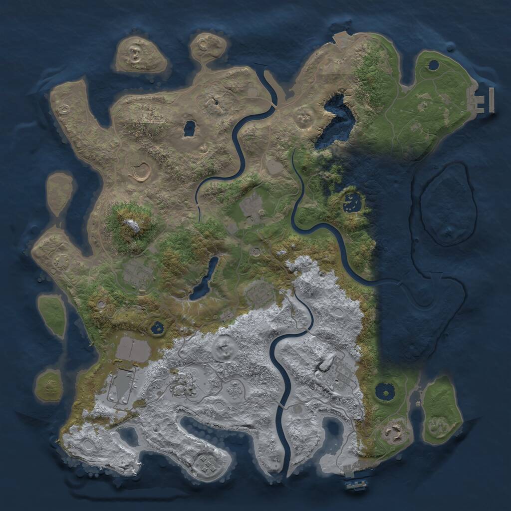 Rust Map: Procedural Map, Size: 4000, Seed: 998207, 16 Monuments