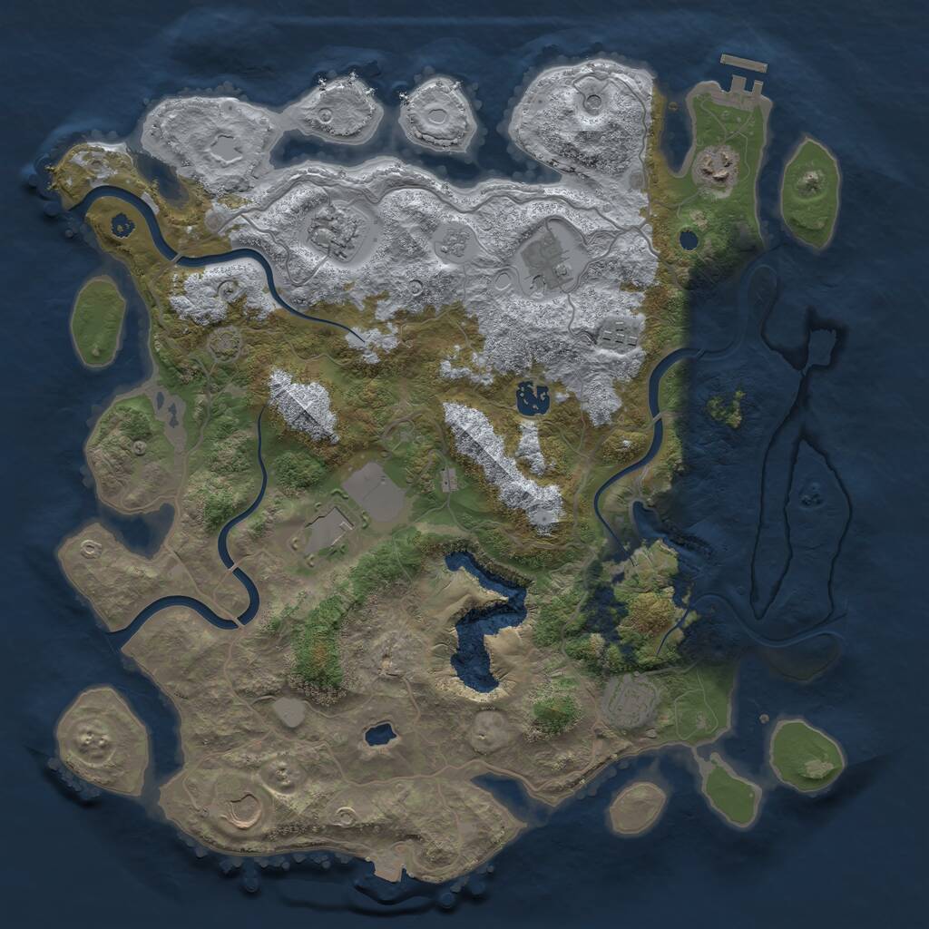 Rust Map: Procedural Map, Size: 4000, Seed: 1234839908, 13 Monuments