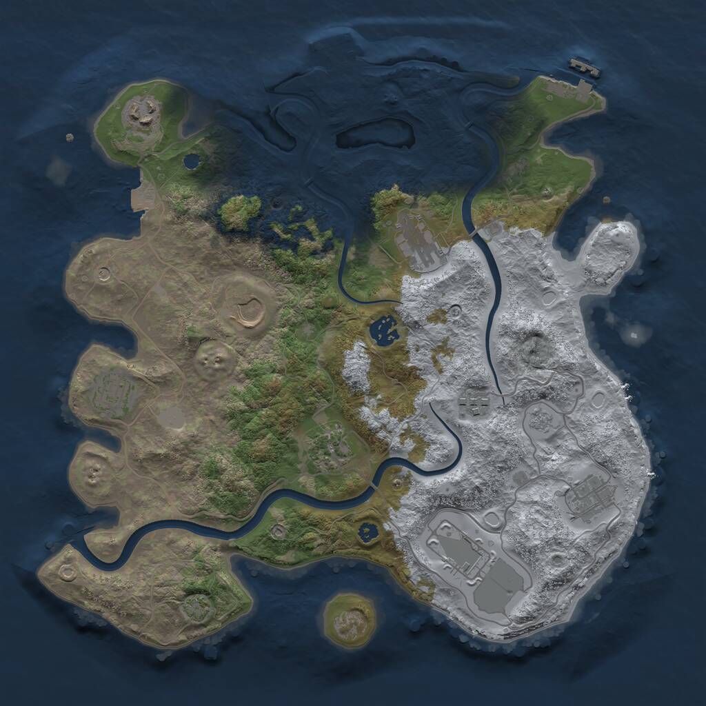 Rust Map: Procedural Map, Size: 3600, Seed: 493994745, 15 Monuments