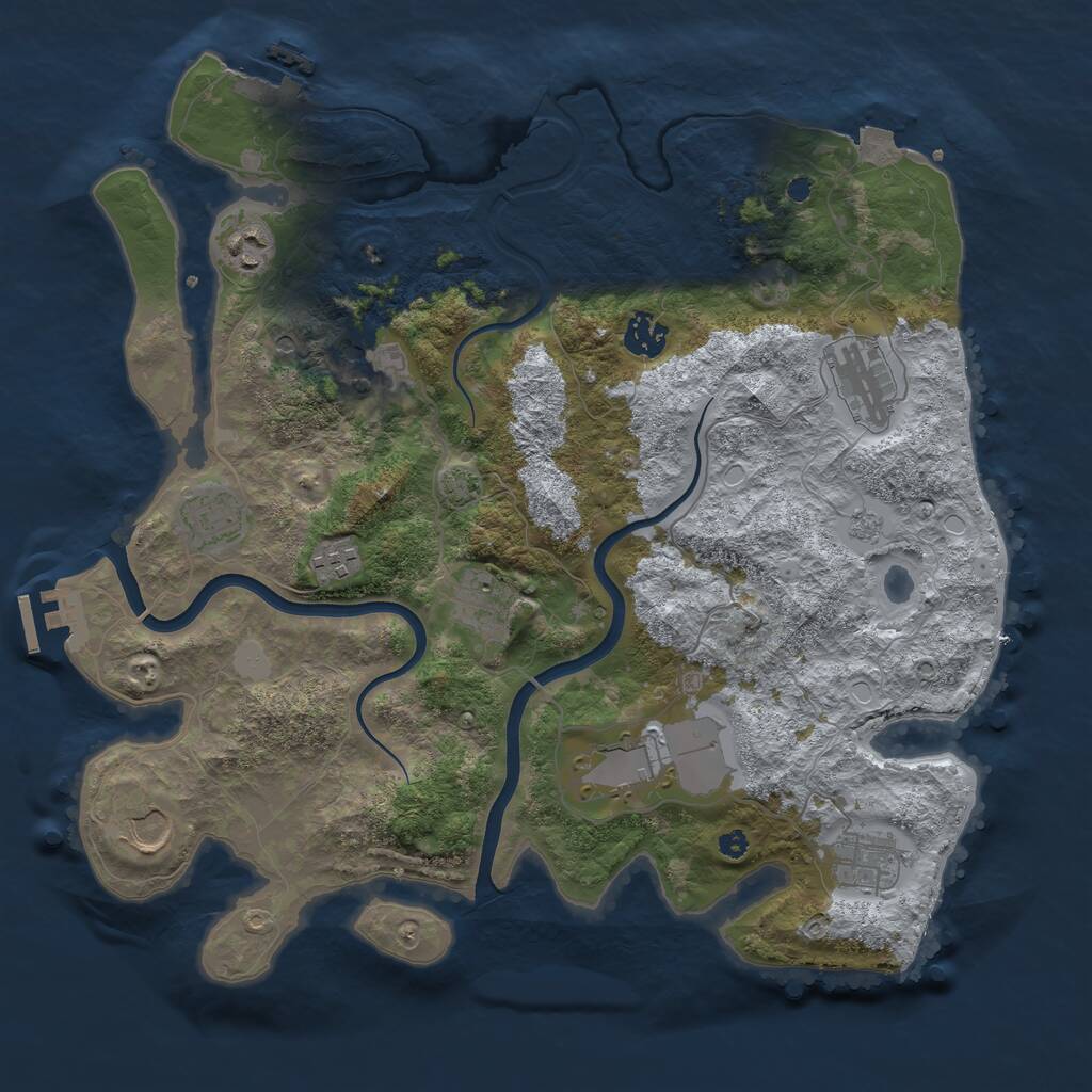 Rust Map: Procedural Map, Size: 3750, Seed: 1143580989, 16 Monuments