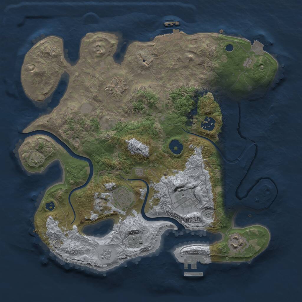 Rust Map: Procedural Map, Size: 3250, Seed: 1858775362, 12 Monuments