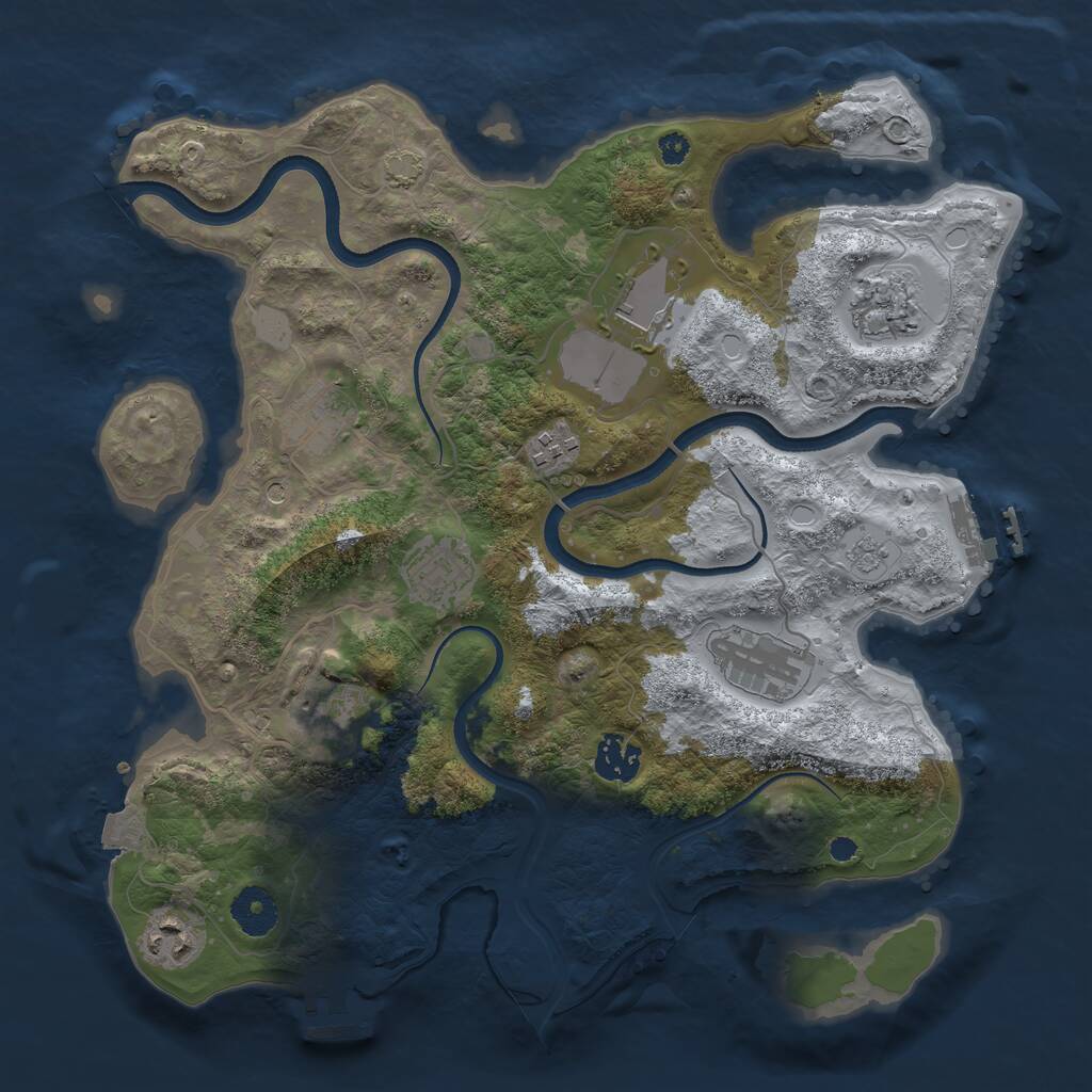 Rust Map: Procedural Map, Size: 3500, Seed: 136942229, 15 Monuments