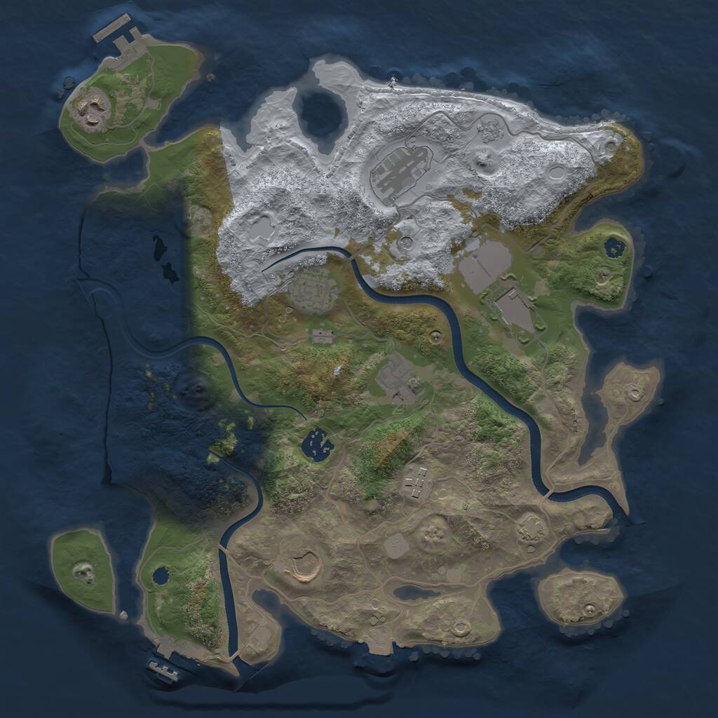 Rust Map: Procedural Map, Size: 3500, Seed: 783602590, 14 Monuments