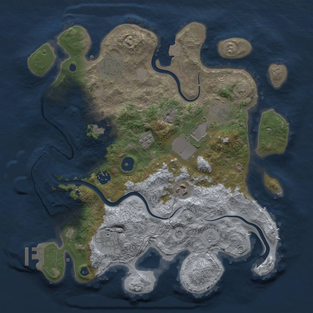 Rust Map: Procedural Map, Size: 3500, Seed: 818868998, 13 Monuments