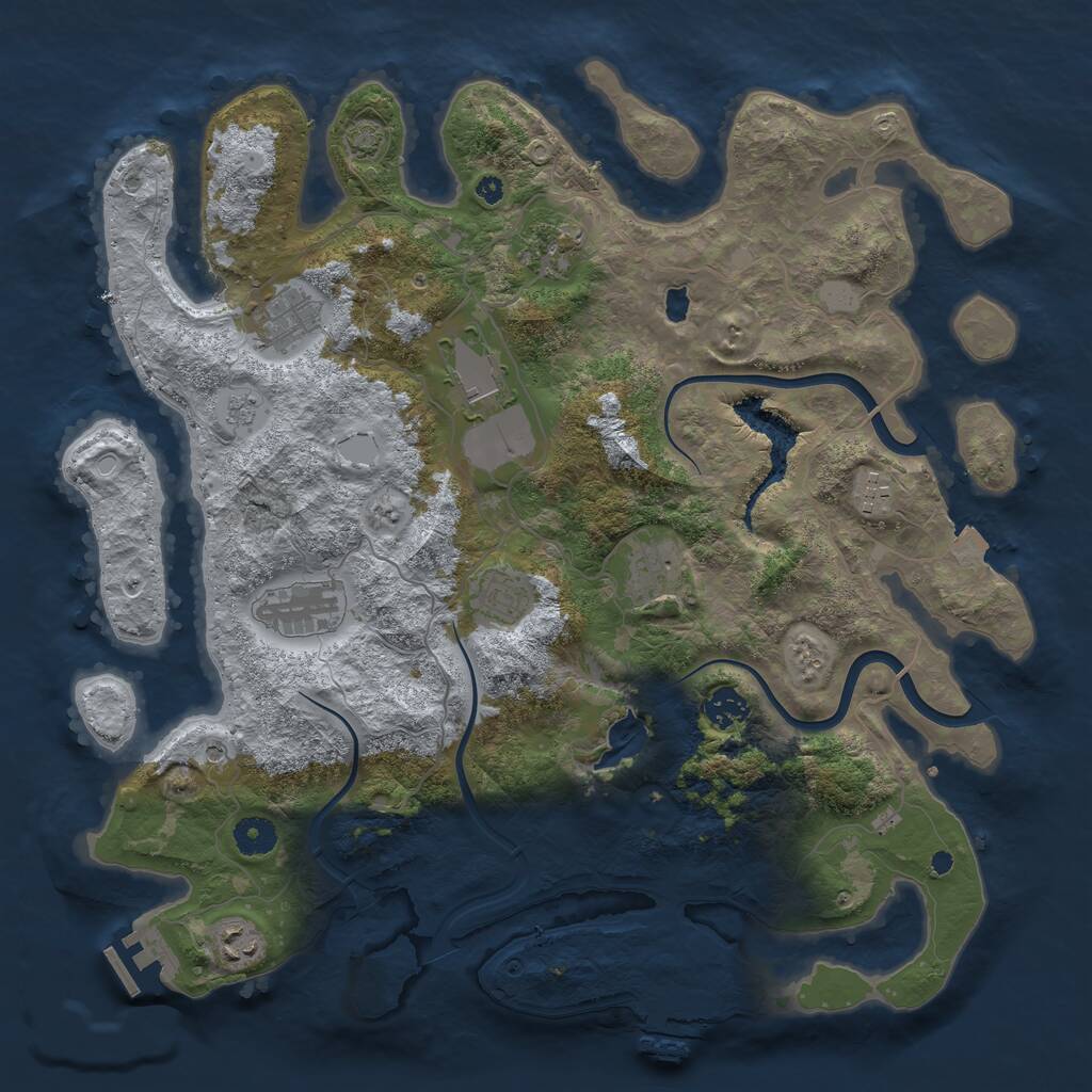 Rust Map: Procedural Map, Size: 4000, Seed: 1021941504, 15 Monuments