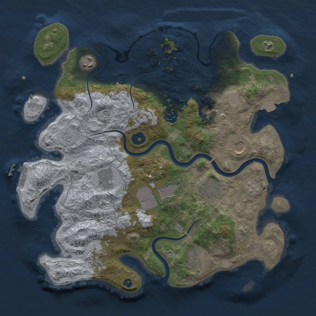Rust Map: Procedural Map, Size: 3600, Seed: 69629, 14 Monuments