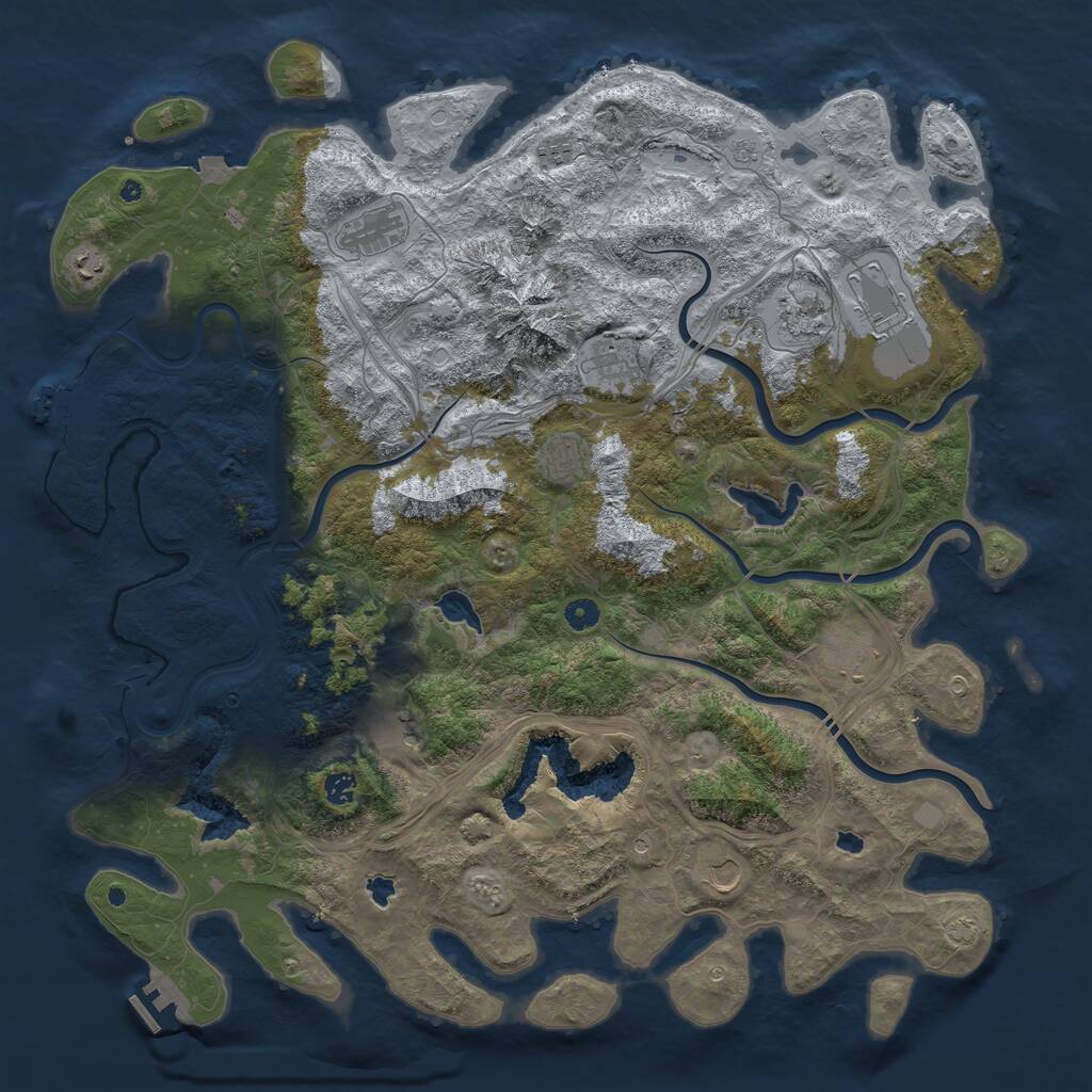 Rust Map: Procedural Map, Size: 5000, Seed: 682495, 17 Monuments