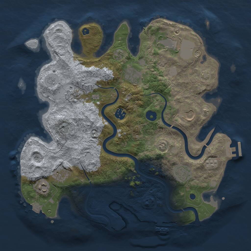 Rust Map: Procedural Map, Size: 3500, Seed: 845324557, 15 Monuments