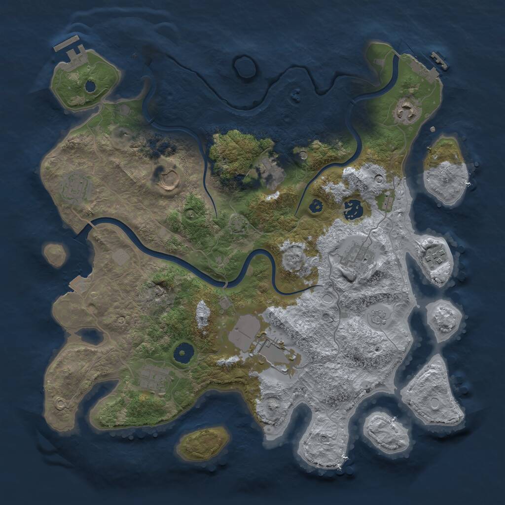 Rust Map: Procedural Map, Size: 3750, Seed: 1093851203, 15 Monuments
