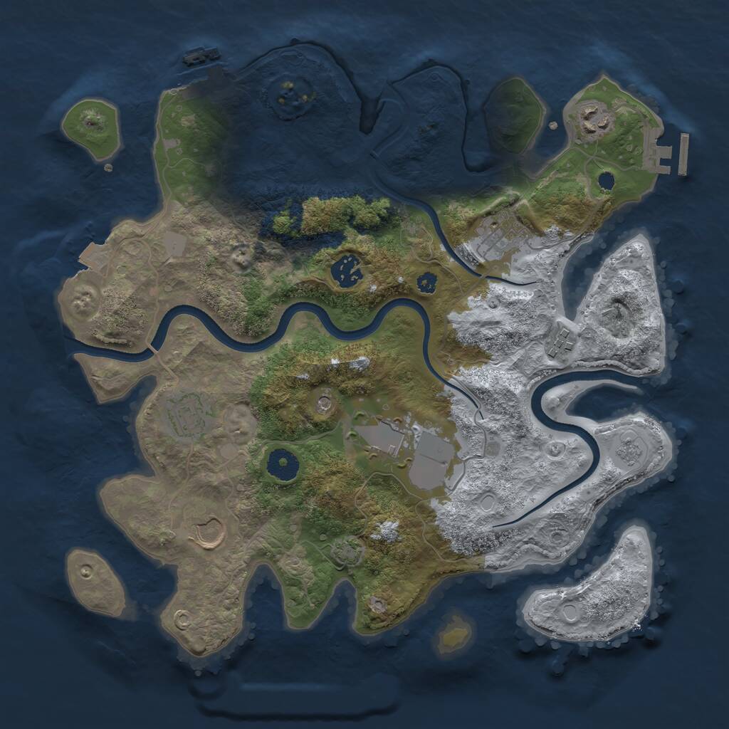 Rust Map: Procedural Map, Size: 3500, Seed: 21760814, 13 Monuments