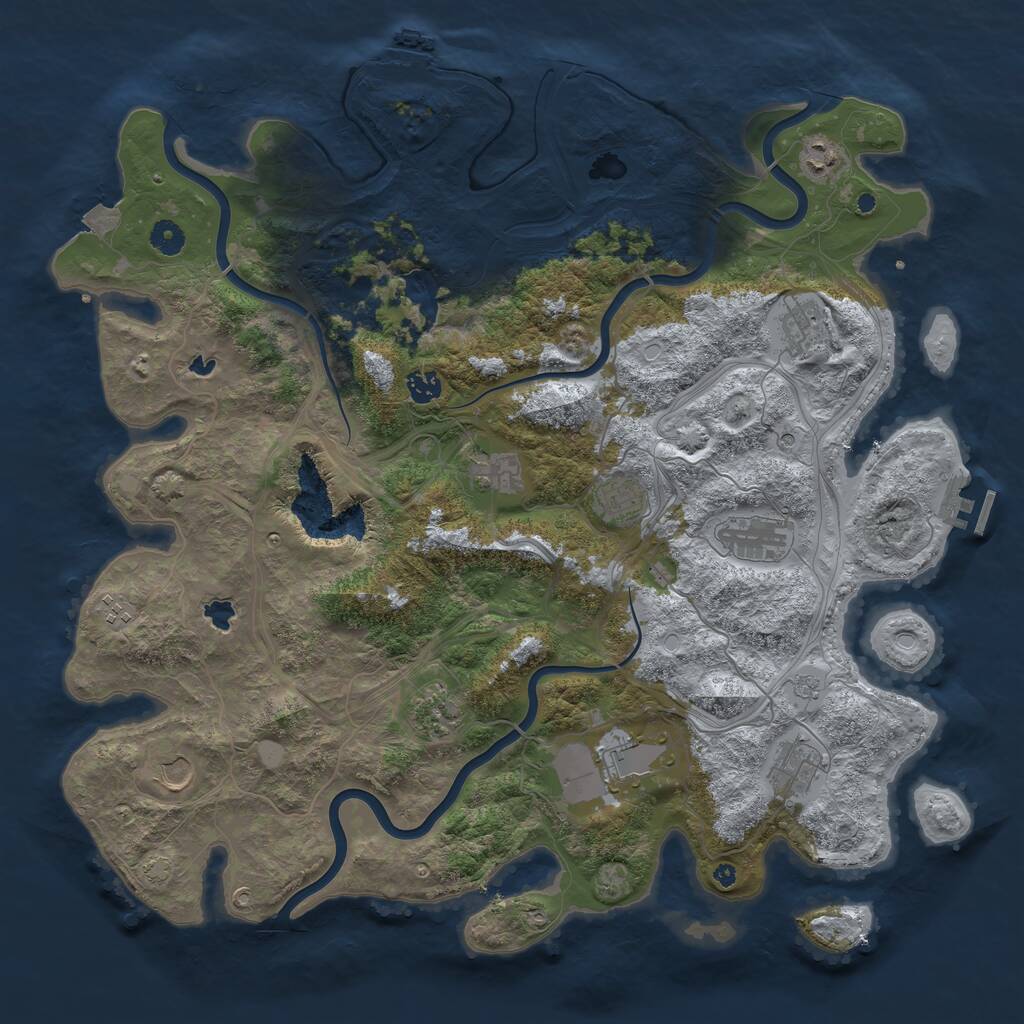 Rust Map: Procedural Map, Size: 4500, Seed: 404076727, 17 Monuments