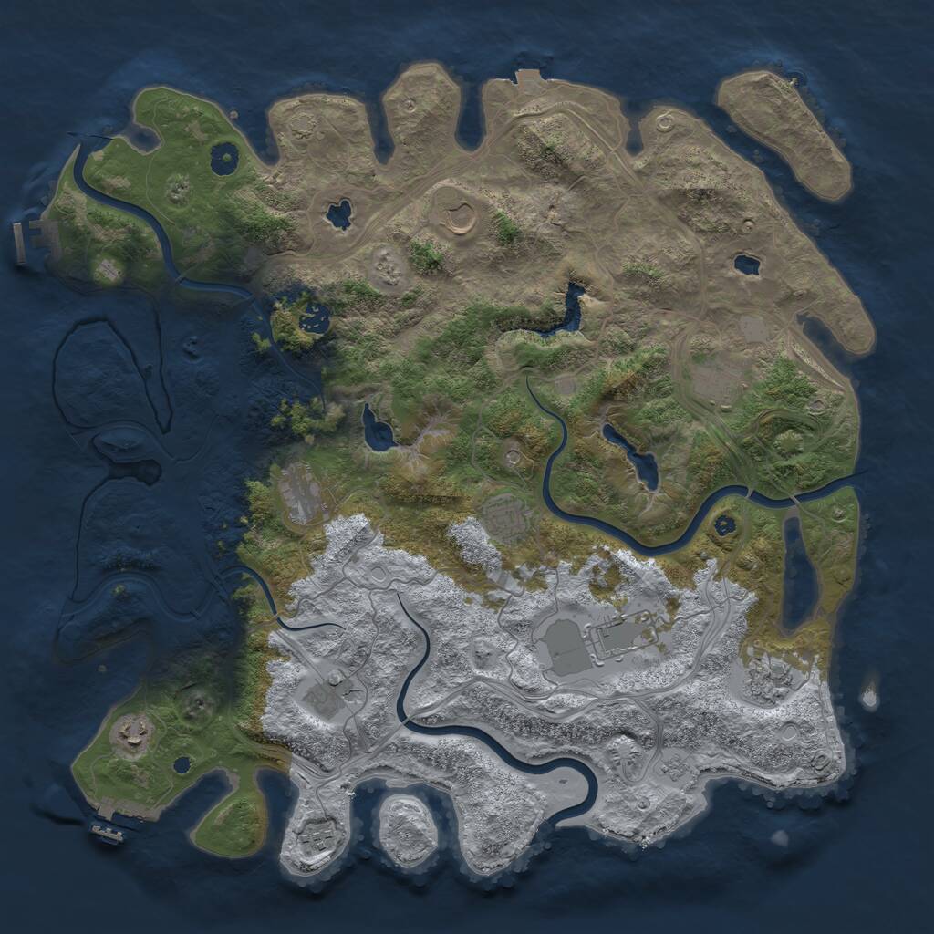 Rust Map: Procedural Map, Size: 4500, Seed: 1060010182, 16 Monuments