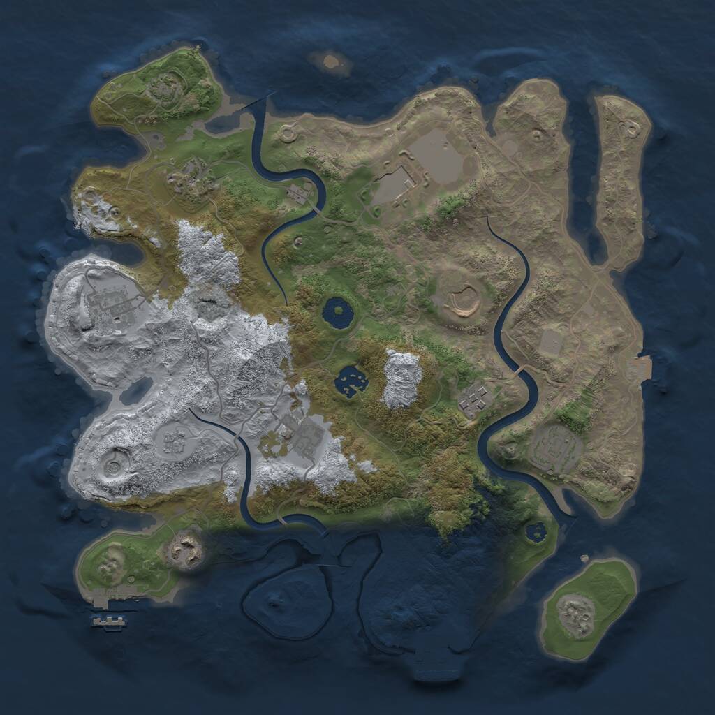Rust Map: Procedural Map, Size: 3500, Seed: 88844971, 15 Monuments