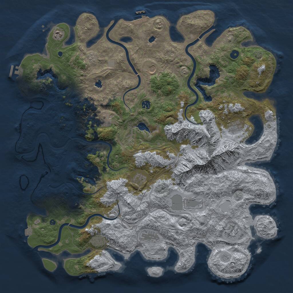 Rust Map: Procedural Map, Size: 5000, Seed: 396934, 17 Monuments