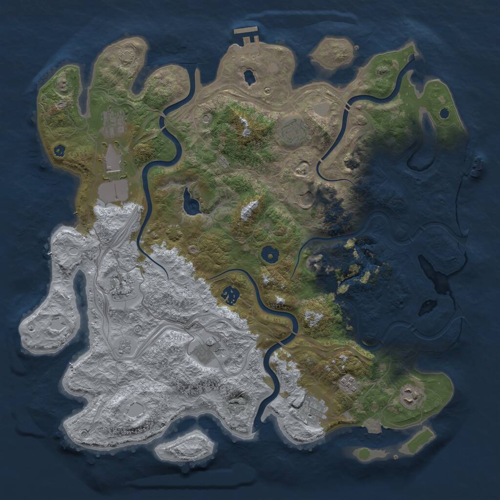 Rust Map: Procedural Map, Size: 4250, Seed: 249593, 16 Monuments