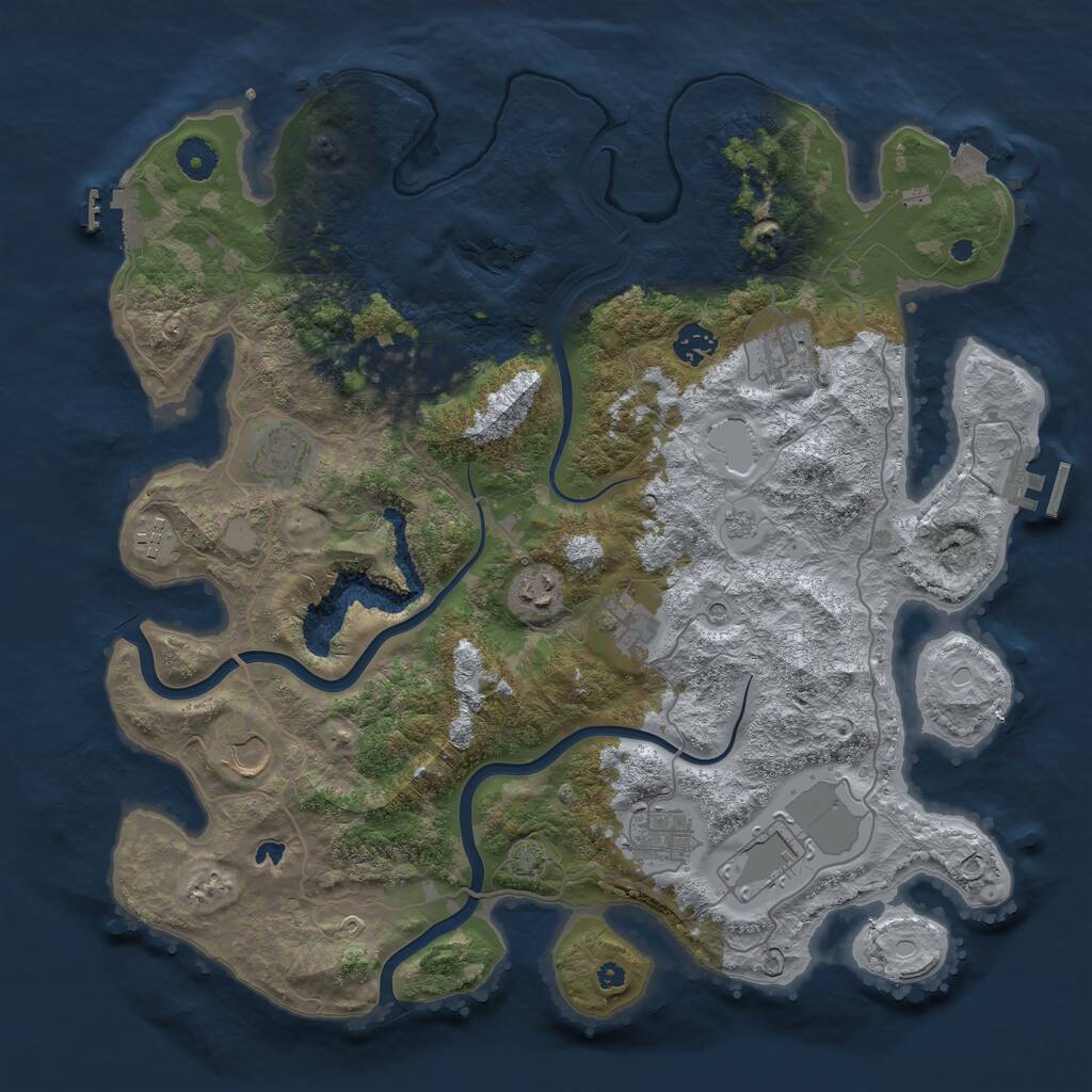 Rust Map: Procedural Map, Size: 4000, Seed: 735530761, 16 Monuments